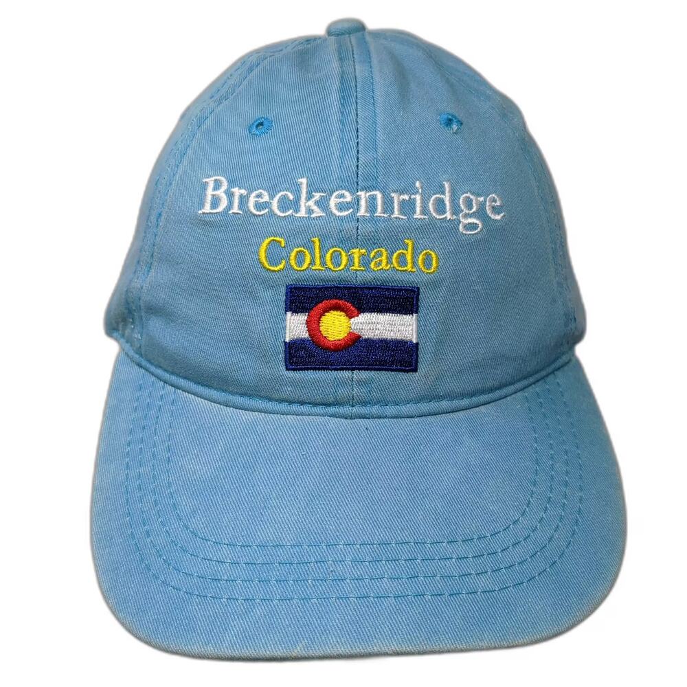 Lucky 7 Baseball Cap Blue White Breckenridge Colorado OS Hat Strapback Cotton